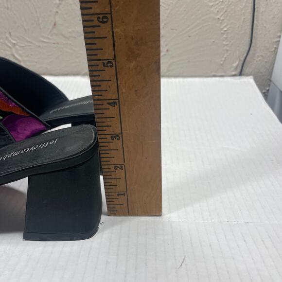 Jeffrey Campbell Black Purple Peep Toe Floral Embroidered Sandal Heels Sz 7.5 - Picture 6 of 7